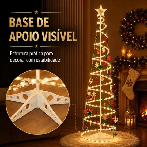Detalhe da base de apoio da árvore espiral